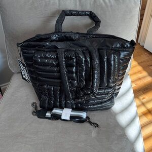 THINK ROYLN Shiny Black Quilted Tote